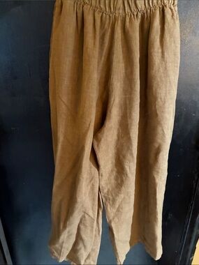 bryn Walker Relaxed Linen Pants Medium Brown Minimalist M with Pockets